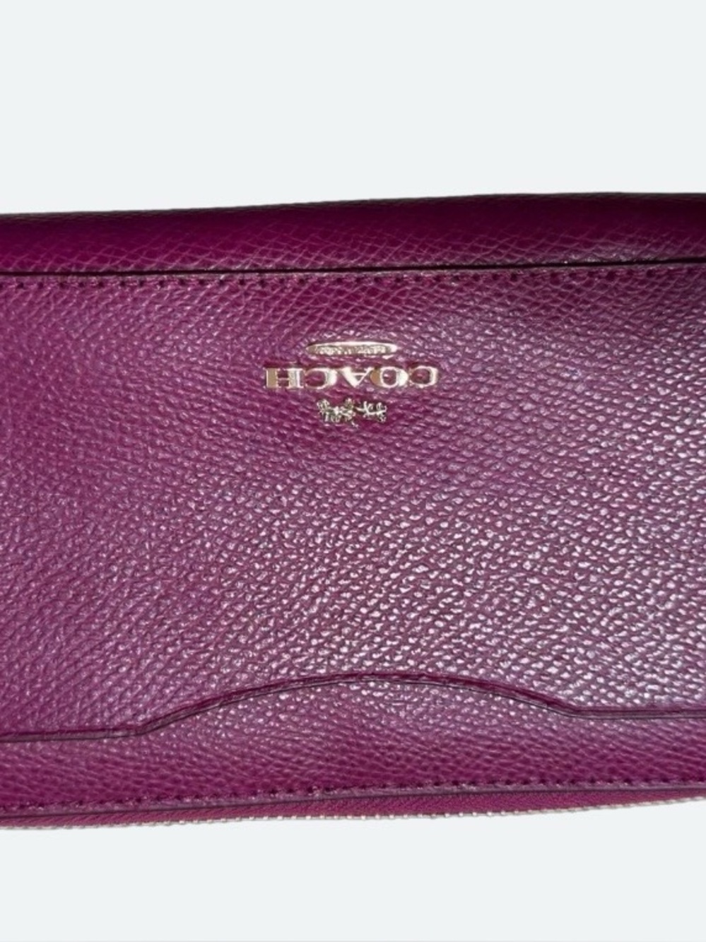 Coach Pebbled Leather Wallet in Deep Berry